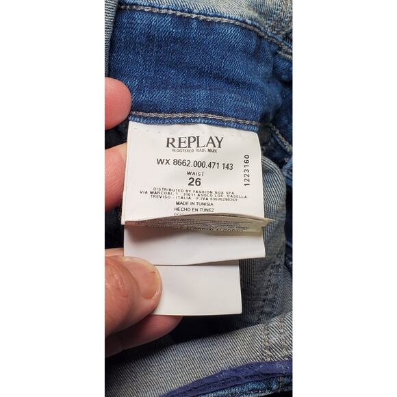 REPLAY Women's Sz 26 Vintage Style Denim Overalls Distressed Details Blue Light - Picture 7 of 10